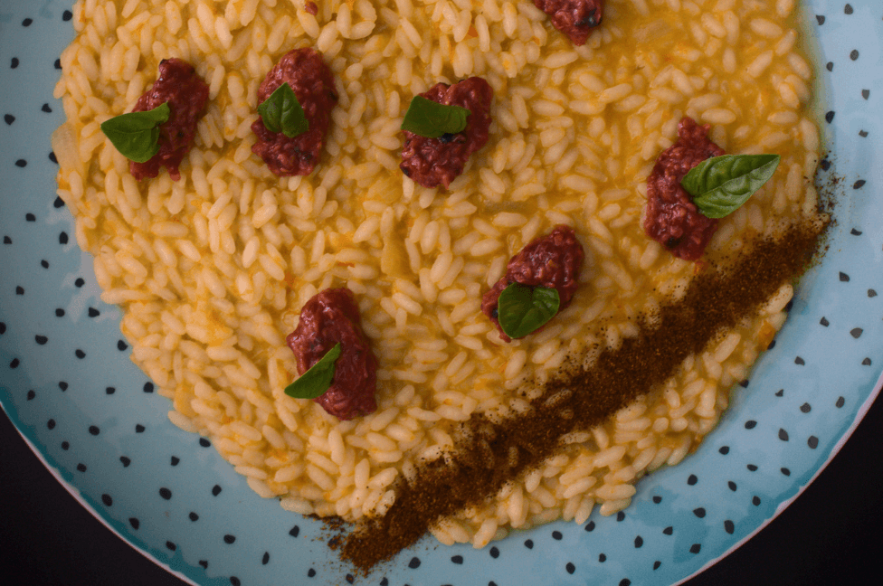 Risotto al Gin, Peperone, Lamponi e Paprika Razza77