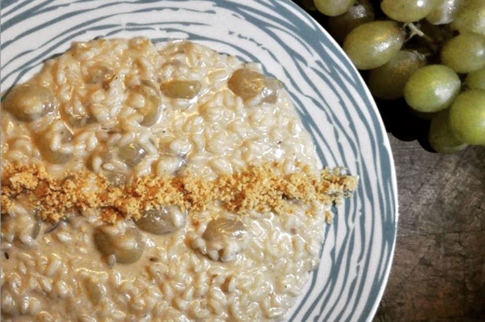 Risotto Taleggio, uva e nocciole