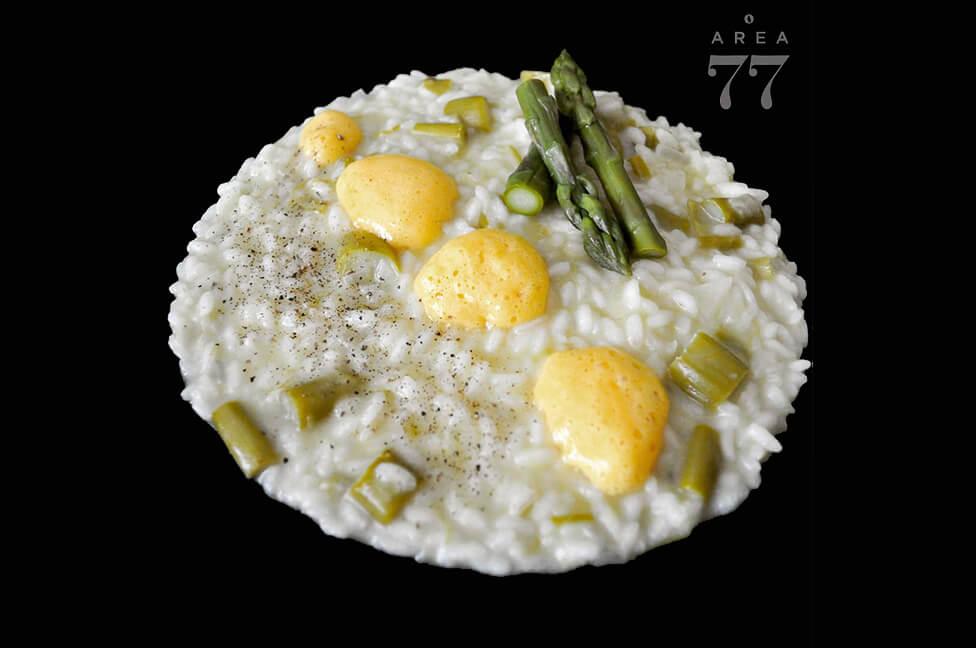 Risotto agli asparagi e zabaione al limone