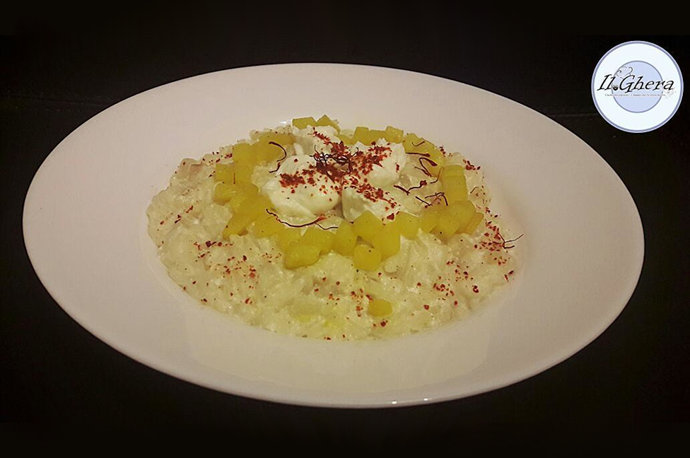 Risotto ricotta, pere, zafferano e paprika dolce